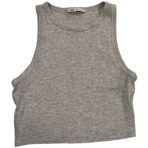 Zara Heather Gray Ribbed Crop Top